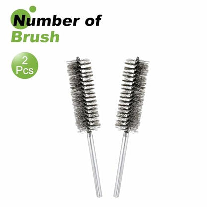 HARFINGTON 2pcs Wire Bore Brush 8 x 1-1/4" 5/16 Inch Shank Stainless Steel Bristles Cleaning Brush for Clean Car Part Tube Kitchen Garage - size: 8 x 1-1/4"