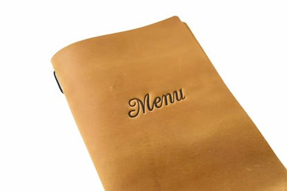 Inko Horeca - Leather Menu Holder - Soft Folding Menu Covers - Custom Menu Cover for Restaurant with Embosing - Cafe Menu Folder Book for Bar - Drink Menu (Sand)