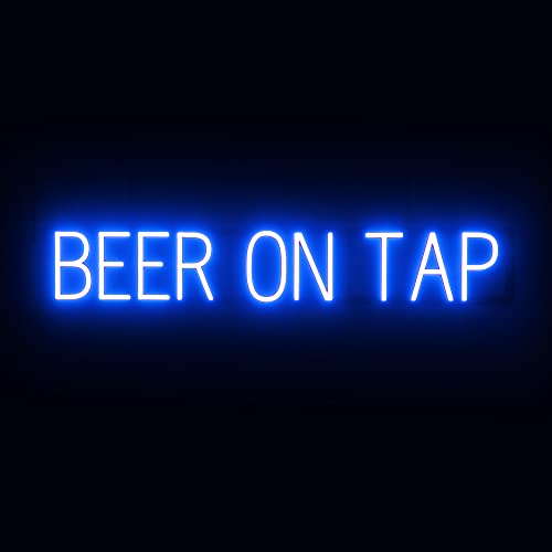 SpellBrite LED Neon BEER ON TAP Sign for Business - Blue, 39" x 6" - color: Blue, size: BEER ON TAP (39"x6.3")