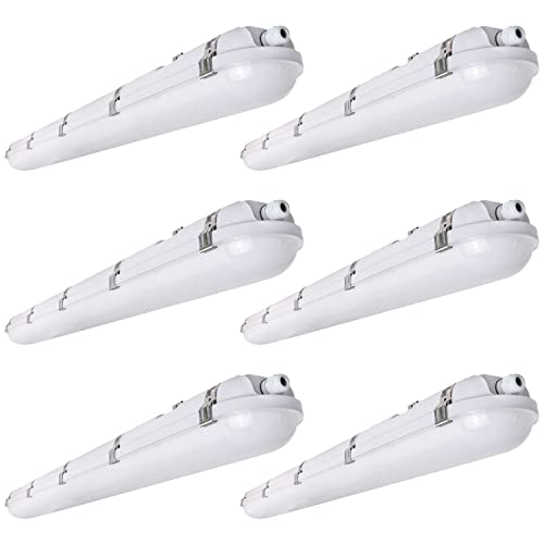 LED Vapor Tight Light 4FT Industrial Vapor Proof Garage Lighting Fixture - color: 6 Pack