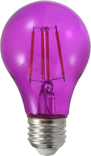 LEDVANCE Sylvania LED Purple Glass Filament A19 Light Bulb, Dimmable, Efficient 4.5W, E26 Medium Base, 1 Pack - color: Purple, size: 1 Count (Pack of 1)