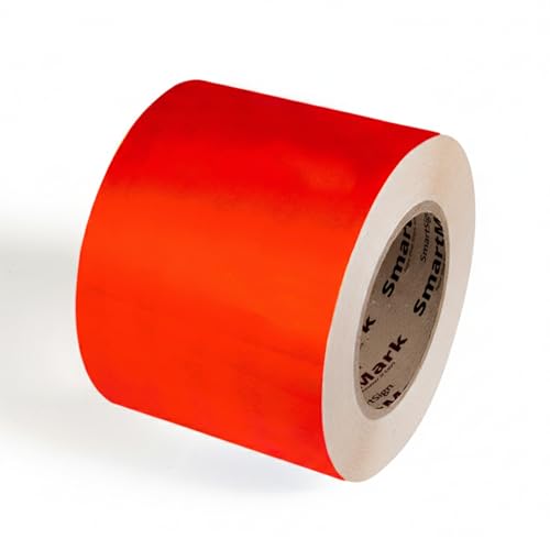 SmartSign Red Floor Marking Tape, 4" Wide x 100' Long Roll, Durable Polyester, Laminated Protection - Non-Abrasive, Adhesive Safety Tape for Warehouses, High Traffic/Forklift Areas, Removable - color: Red, size: 4"