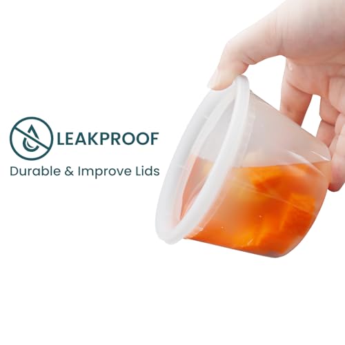 Deli Containers with Lids 16 oz - Disposable Soup Containers with Lids 48 Sets - Plastic Containers with Lid, Food Storage Containers with Lids, BPA Free/Microwave/Freezer/Dishwasher Safe - size: 16oz-48pc