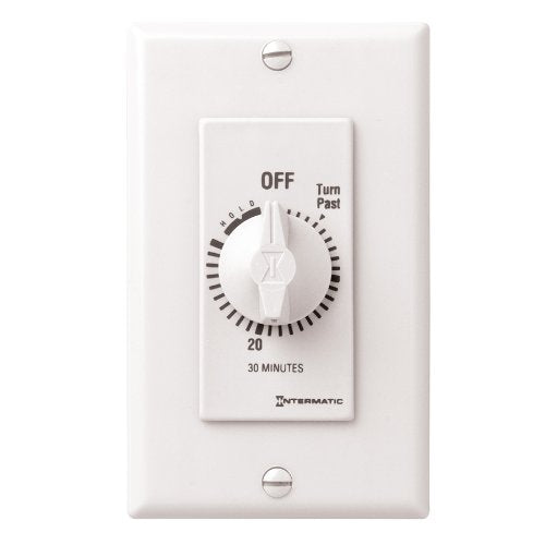 Intermatic FD30MHW 30-Minute Spring-Loaded Wall Timer for Lights and Fans, White - color: White, size: 30-Minute, style: With Hold on Timer