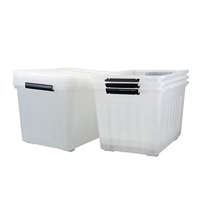4-Pack Clear Large Plastic Storage Box with Wheels, 70 L - size: 70 L