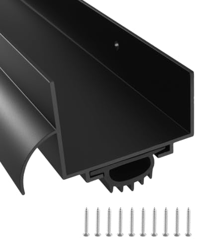 1 Pcs 1-3/4" x 36" U Shaped Aluminum Door Bottom Sweep, Black - size: 1 Pcs,Black