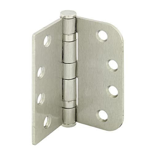 Prime-Line U 1157353 Door Hinge Commercial Smooth Pivot 2 Ball Bearing, 4 in. x 4 in. w/Unilateral Square & 5/8 in. Radius Corners, 4 Holes per Leaf w/Screws, Satin Nickel, .130 Gauge (3 Pack) - color: Satin Nickel