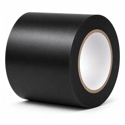 GTSE - Black Vinyl PVC Floor Tape 4 inch x 108ft Safety Marking Tape - color: Black, size: 4" x 108 ft