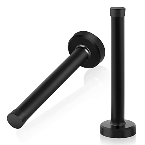 Door Stop, 5 Inch Long Door Stoppers, Black Cylindrical Thickening Door Stopper with Rubber Bumper Tip, Stainless Steel Solid Door Holder Protector Baseboard Door Stops for Bottom of Door, 2 Pack - color: Black, size: 5 inch X 2 pack
