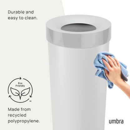 Umbra Vento Kitchen Trash Can, Open Top 16.5 Gallon Garbage Can, Grey - color: Grey