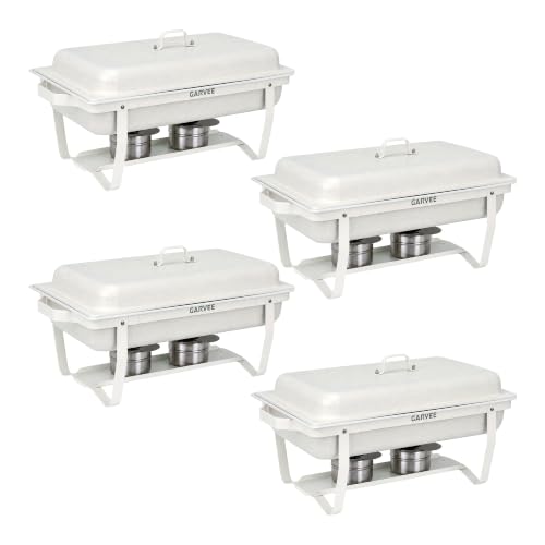 TrailBlaze Commercial Stainless Steel Chafing Dish Buffet Server Set - Full Size Rectangular Food Pan with Lid - Portable Catering Food Warmer for Events - 4pcs - size: 4 Pack