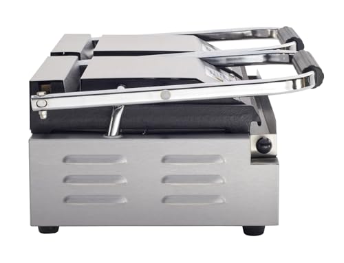 Kratos Commercial Electric Panini Sandwich Grill with Grooved Plates - size: Large w/ Grooved Plates