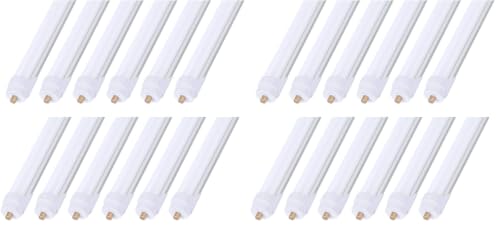 ONLYLUX 8ft LED Bulbs,24 Pack 45W 5400LM, 6000k, Milky Cover - size: 5400LM Milky 12PCS (Pack of 2)