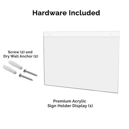 10 Pack Wall Sign Holder 17" x 11" Horizontal with 2 Predrilled Holes and Hanging Hardware for Permits and Project Information on Construction Sites Retail Stores Clear Acrylic by Marketing Holders - size: 17" w x 11" h