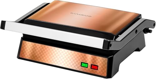 OVENTE Electric Indoor Panini Press Grill + Sandwich Maker, Copper GP0620CO - color: GP0620CO