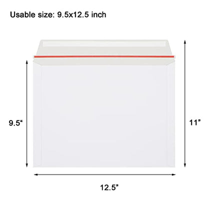 zmybcpack 50 Pack Rigid Mailers 9.5x12.5 inch, Self Seal Photo Document Mailers Stay Flat White Cardboard Shipping Envelopes Photography Mailers for Document, Photos, Papers, Files, CD - size: 50 Pack 9.5x12.5 inch