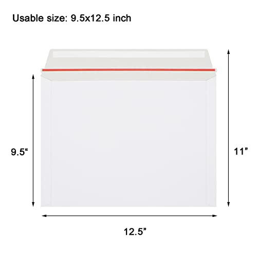 zmybcpack 50 Pack Rigid Mailers 9.5x12.5 inch, Self Seal Photo Document Mailers Stay Flat White Cardboard Shipping Envelopes Photography Mailers for Document, Photos, Papers, Files, CD - size: 50 Pack 9.5x12.5 inch