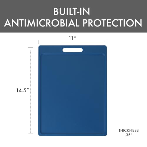 Dexas NSF Certified Polysafe Cutting Board with Handle, 11 x 14.5 Inches, Reversible Kitchen Cutting Board, Blue - color: Blue, size: 14.5"L x 11"W