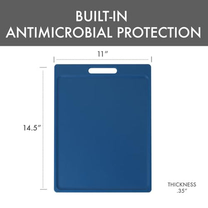 Dexas NSF Certified Polysafe Cutting Board with Handle, 11 x 14.5 Inches, Reversible Kitchen Cutting Board, Blue - color: Blue, size: 14.5"L x 11"W