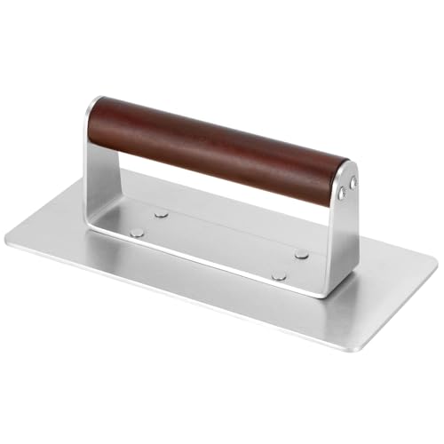 QWORK Stainless Steel Bacon Press with Heat-Resistant Wooden Handle, 9 Inch - Non-Stick, Griddle Bacon, Ham, Steak, Sandwich Press