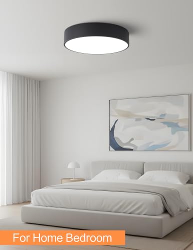 15.7inch Dimmable Large Black Flush Mount LED Ceiling Light Fixture - color: Black, size: 15.74 inch