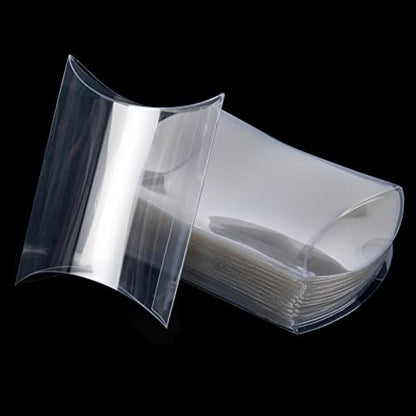 ISKYBOB 50 Pack Clear Plastic Pillow Boxes for Favors, Mini Pillow Gift Boxes for Candy Treats Transparent Packing Box 4x2
