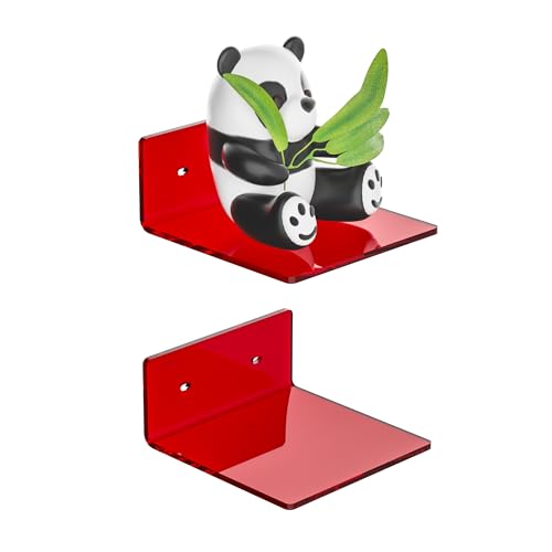 Sezanrpt 6 Inches Acrylic Small Wall Shelves, Red Floating Shelf for Wall Mounting, Acrylic Display Ledges for Funko Pop Figures, Home Décor, Living Room, Gaming Room, Plants, 2 Pack - color: Red, size: 6 Inch