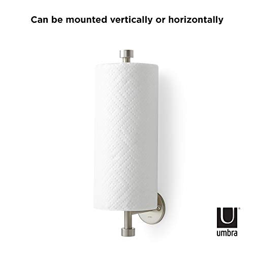 Umbra Cappa Wall Mount or Under the Counter Paper Towel Holder, 14" L x 4" W x 2.6" H, Nickel - color: Nickel, size: 14"L x 4"W x 2.6"H