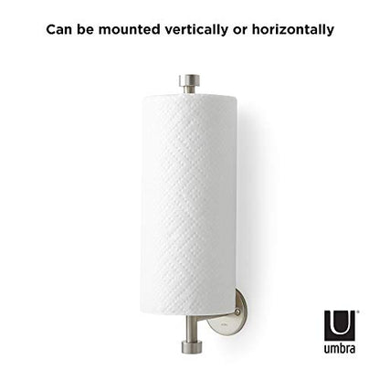 Umbra Cappa Wall Mount or Under the Counter Paper Towel Holder, 14" L x 4" W x 2.6" H, Nickel - color: Nickel, size: 14"L x 4"W x 2.6"H