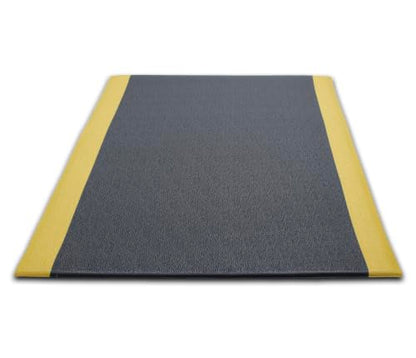 Guardian 24030501BY Soft Step Anti-Fatigue Floor Mat, Vinyl, 3'x 5', Black with Yellow Stripe - color: Black and Yellow, size: 60"L x 36"W x 0.4"Th