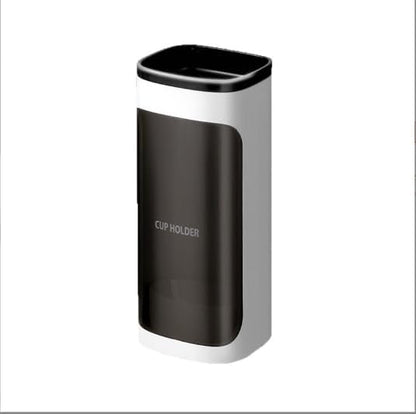 Wall Mounted Cup Dispenser, No Drill Adhesive Cup Holder with Dust Cover for 3oz-5oz Disposable Paper & Plastic Cups, Water Cooler Cup Organizer for Bathroom Kitchen Office Gym Hospital