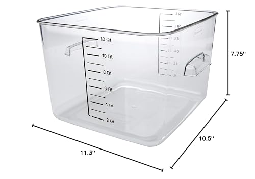 Rubbermaid Commercial Products Square Food Container, 12-Quart, Clear - size: 12 Qt., style: Container
