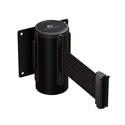 Crowd Control Warehouse Wall Mount Retractable Belt Barrier, 11' Black Belt - color: Black, size: Solid Color