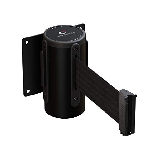 Crowd Control Warehouse Wall Mount Retractable Belt Barrier, 11' Black Belt - color: Black, size: Solid Color
