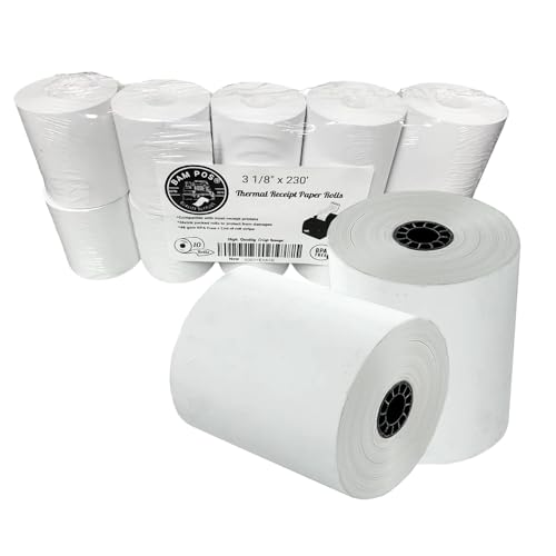 BAM POS, Thermal Paper Rolls, 3-1/8" x 230 ft, Pack of 10 - Value Pack - size: 10 rolls
