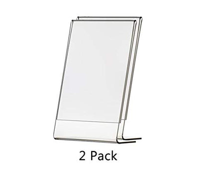 Marketing Holders 2 Pack Acrylic Sign Holder for 4" x 6" Literature Clear Slanted Plexiglass Countertop Graphic Image Side Load Display for Retail Stores Hotels Offices and Restaurants - size: 4"w x 6"h