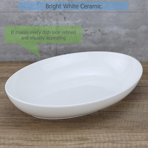 EIKS Ceramic Deep Plates Oval Shaped Dishes, Size of L10.8 x W7.7 - size: L Size (L10.8" x W7.7")