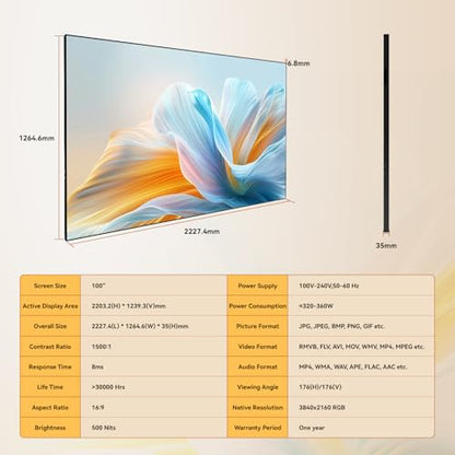 100" Digital Signage Display 4K UHD 500-Nit Commercial Display - size: 100 inches