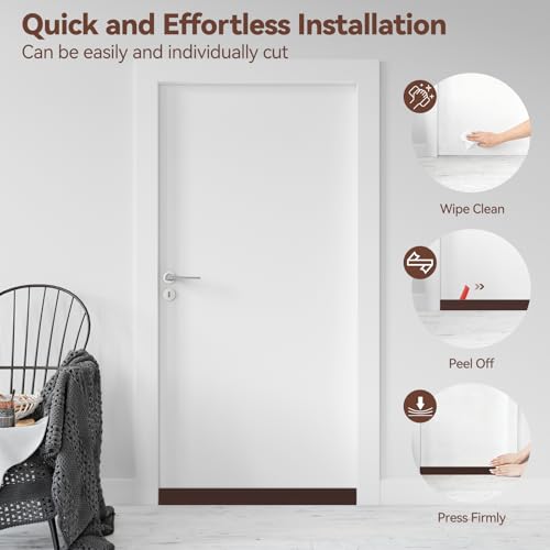 Ohuhu 118" Silicone Door Draft Stopper, 1" Wide Adhesive Weather Stripping - color: Brown, size: 118"L x 2"W