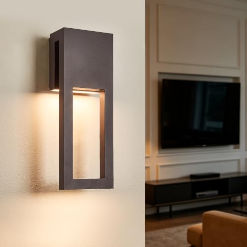 Outside Garage Lights 15" Triac Dimming Wet Location Sconce - color: 1Pack Textured Bronze(without Photocell)