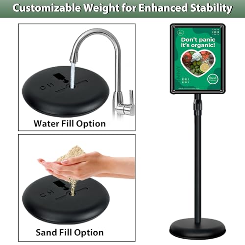 6 Pack Pedestal Sign Holder, 11 x 17" Floor Standing Display Stand - color: Black, size: 11x17in-6p