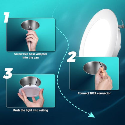 FREELICHT 12 Pack Retrofit LED Recessed Lighting 4 Inch, 5CCT, White - color: White, size: 4 Inch