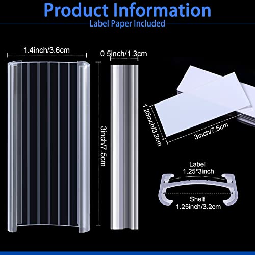 Yulejo 100 Pcs Wire Shelf Label Holders, 100 Pcs Paper Inserts
