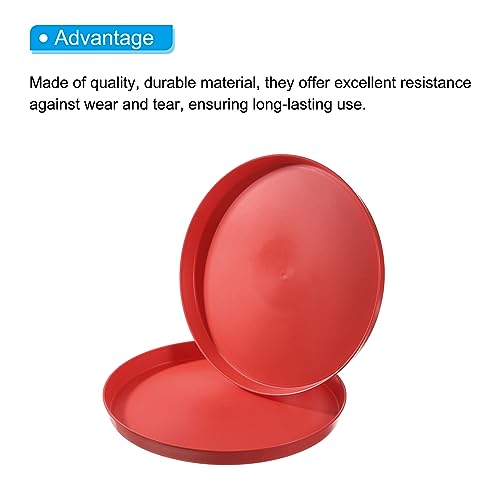 PATIKIL 11" Restaurant Serving Trays, 2 Pcs Round Non-Slip Food Service Tray Platter Reusable Plastic Fast Food Serving Tray for Bar Coffee Home Cafeteria Hotel, Red