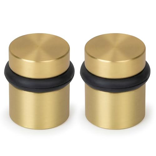 Mega Handles Floor Door Stopper Satin Brass (2-Pack) - Wall Protector - color: Satin Brass, size: 2 Pack
