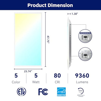 12Pack 2x4 LED Panel Light 5CCT Selectable Drop Ceiling Light Fixture - size: 12Pack, style: 2x4