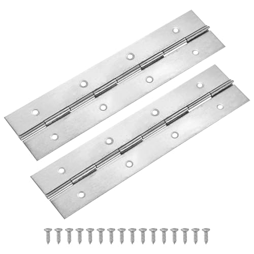 M METERXITY 2-Pack Piano Hinges, 8 Inch / 200mm Stainless Steel Continuous Piano Hinge with Holes and Screws for Cabinets Door/Storage Box [2X 0.04/ 50x 1mm Open Width Thick, Silver Tone] - color: Silver Tone, size: 8x2x0.04"
