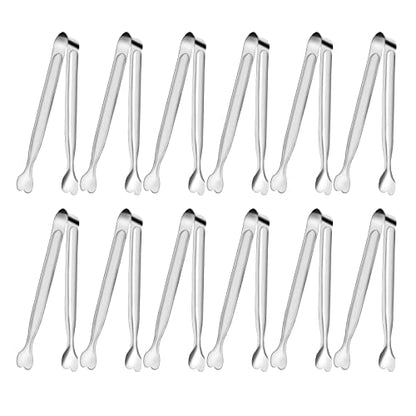 Serving Tongs, Anytrp 12-Packs Stainless Steel Sugar Tong, 5.3inch Small Tongs for Serving Food, Appetizers, Buffets, Coffee Bar, Kitchen, Tea Party, Desserts Party and Ice Bucket - color: Silver, size: 5.3inch-12pcs