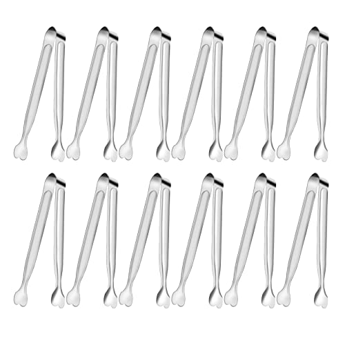 Serving Tongs, Anytrp 12-Packs Stainless Steel Sugar Tong, 5.3inch Small Tongs for Serving Food, Appetizers, Buffets, Coffee Bar, Kitchen, Tea Party, Desserts Party and Ice Bucket - color: Silver, size: 5.3inch-12pcs