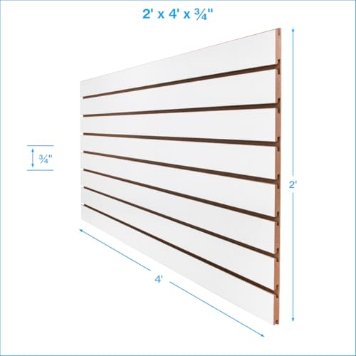 SSWBasics White Slatwall Panels, 2 x 4 ft Slat Wall for Garage, Pack of 2